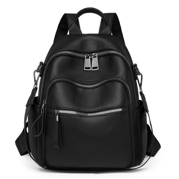 Compact Vegan Leather Backpack for Women - Image 2