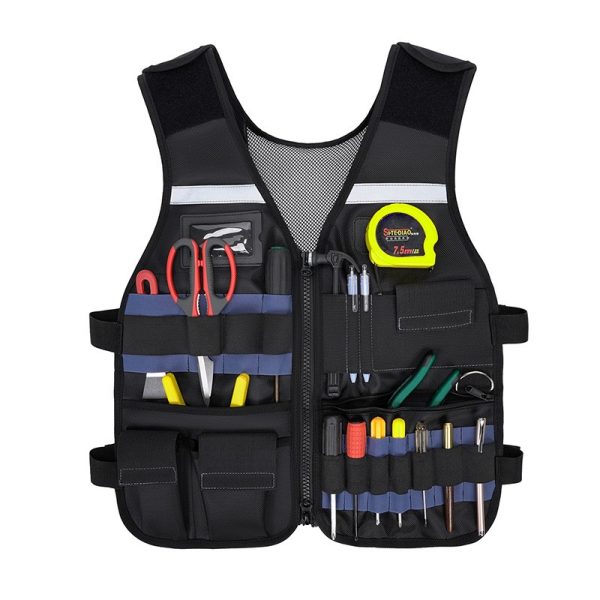 Adjustable Safety Vest with Reflective Strips and Multiple Pockets - Image 2