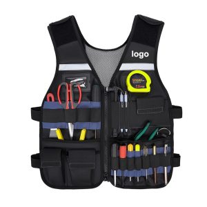 Adjustable Safety Vest with Reflective Strips and Multiple Pockets